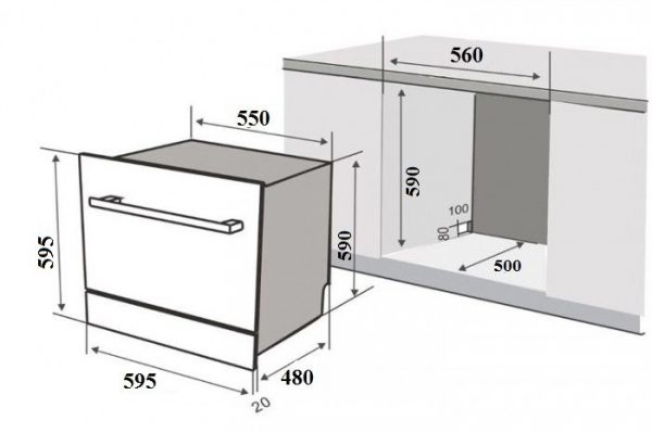 kich thuoc may rua bat h595dt08b - Máy Rửa Bát Texgio H595DT08B 