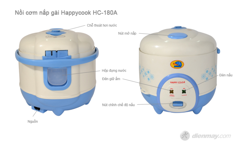 Nồi cơm điện HAPPY COOK HC-180A (1.8L)