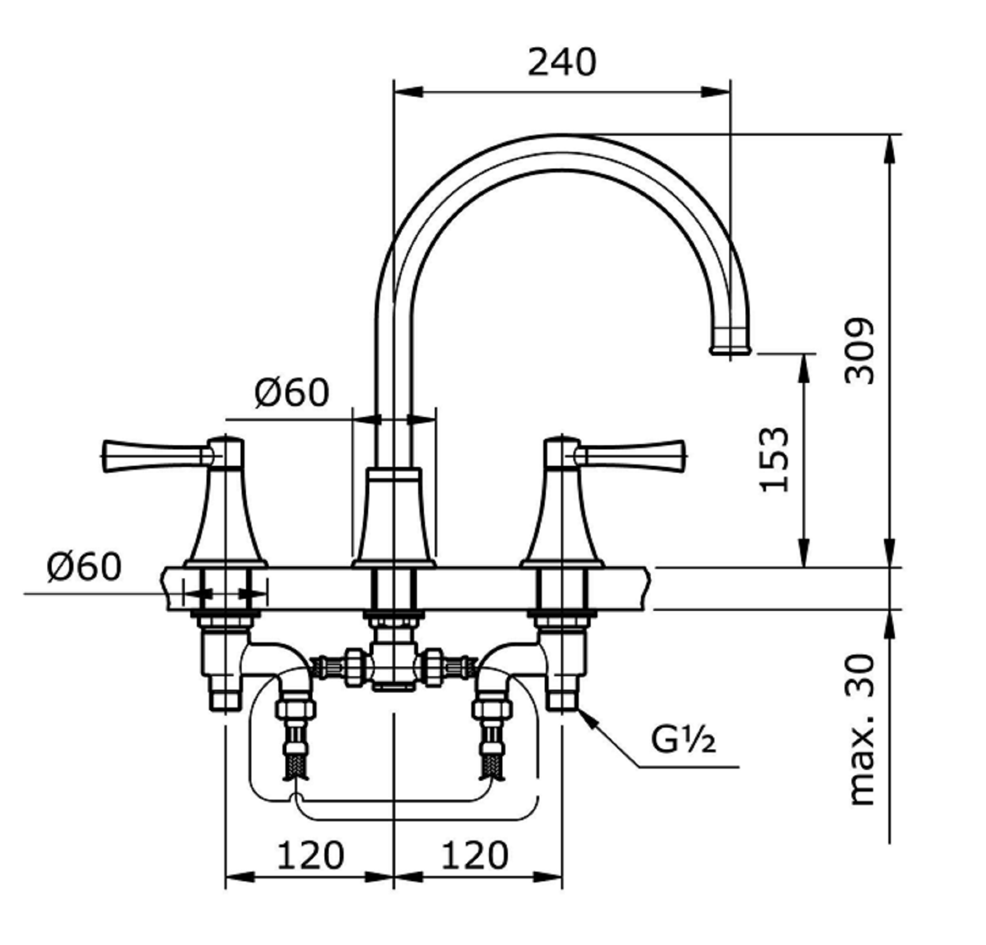 Bản vẽ kỹ thuật vòi xả bồn tắm nóng lạnh TOTO TX467SGV1