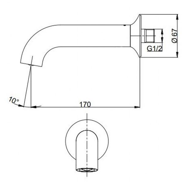Bản vẽ kỹ thuật vòi xả bồn LN TOTO TBS02001B