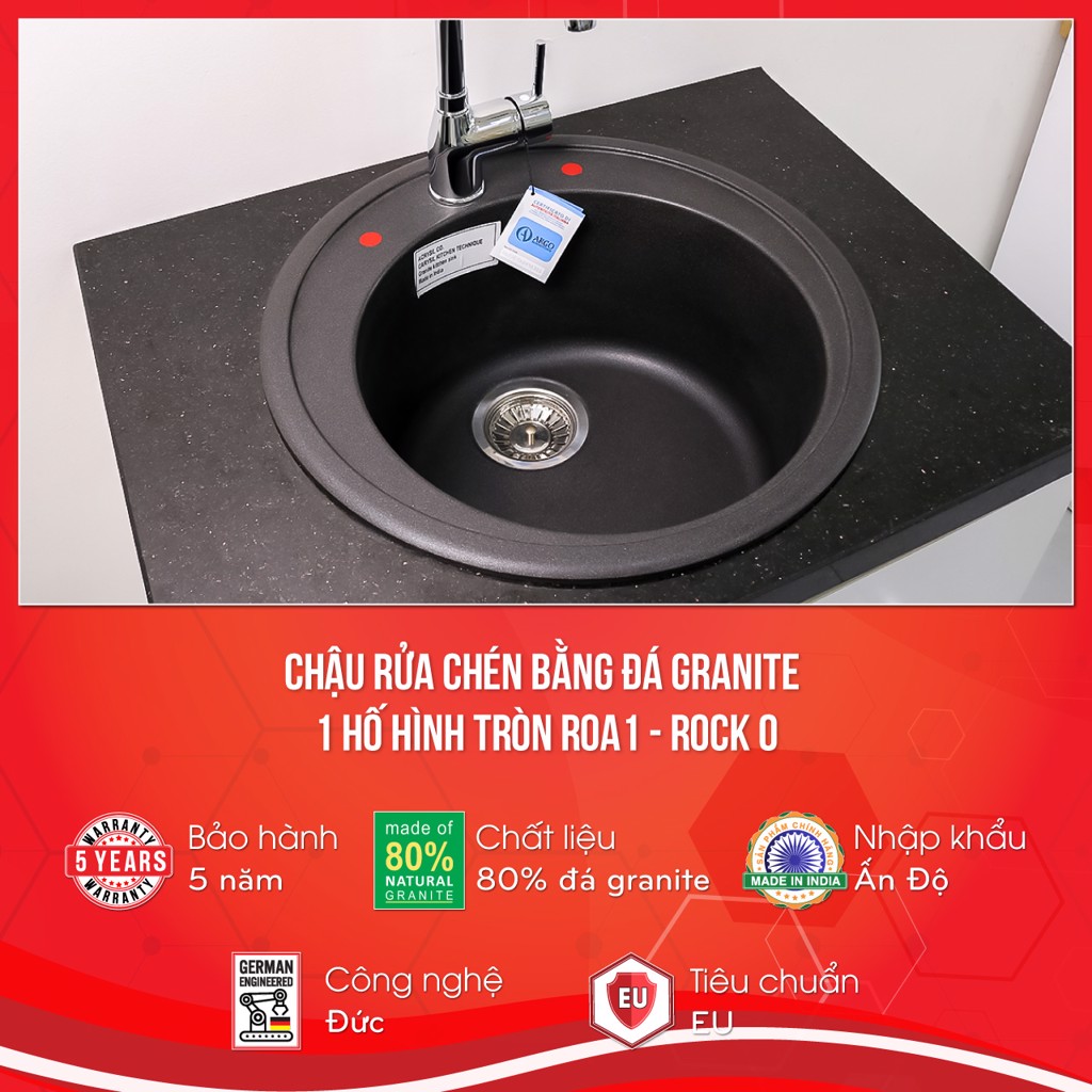 chậu rửa chén bằng đá granite hình tròn