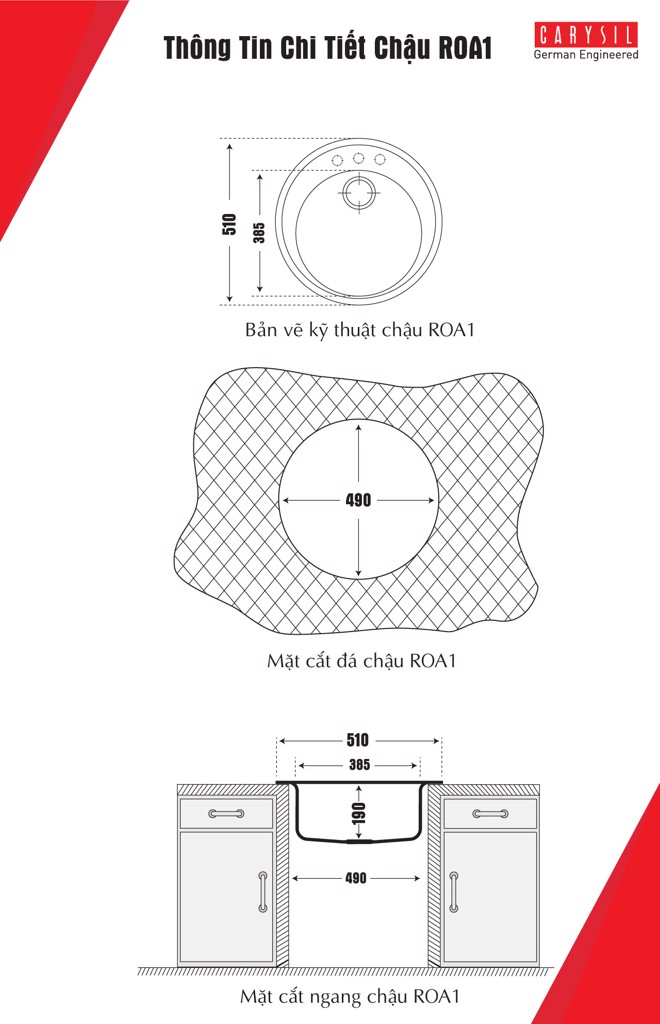 chậu rửa chén bằng đá granite hình tròn