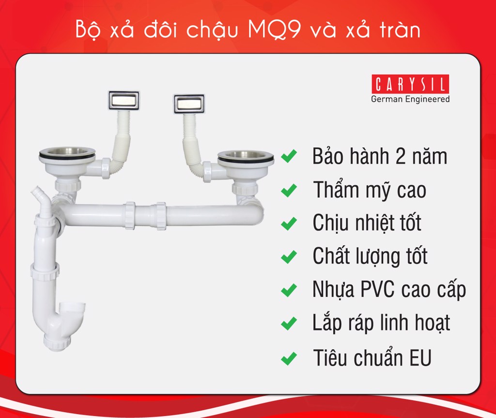 chậu rửa chén inox304 Carysil IC-MQ9