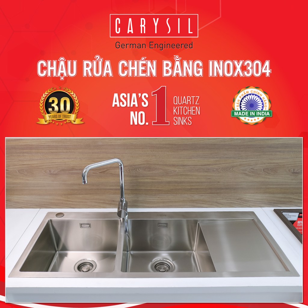 chậu rửa chén bằng inox304 Carysil