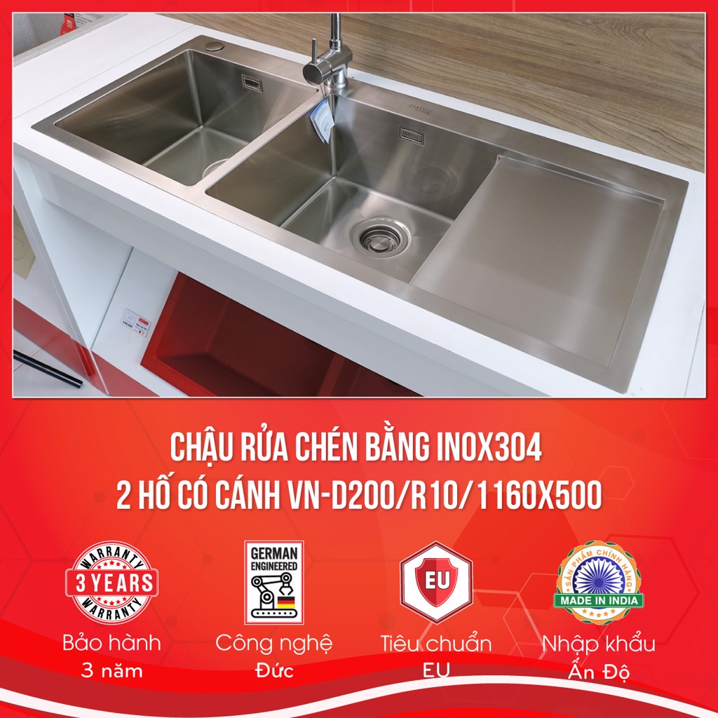 chậu rửa chén bằng inox304 Carysil