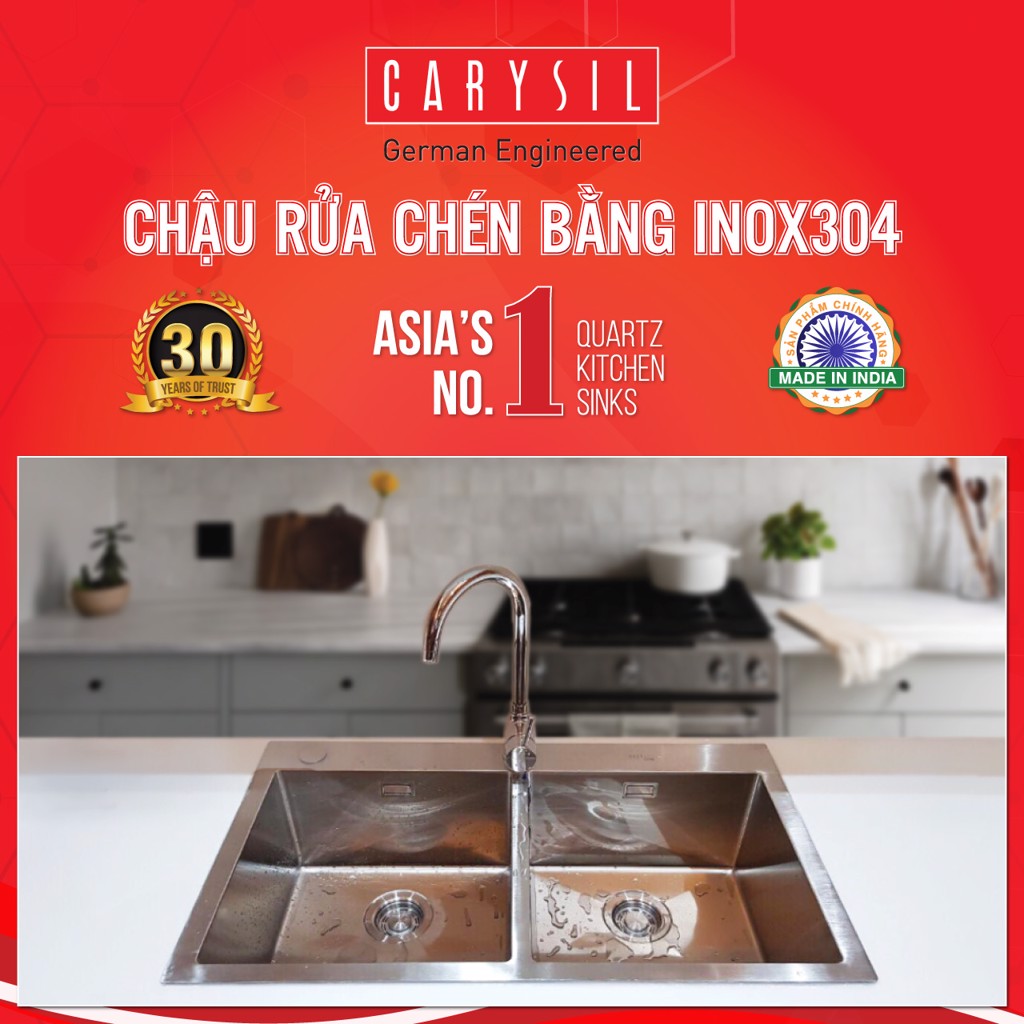 chậu rửa chén bằng inox304 Carysil VN-N200