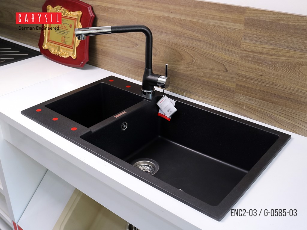 chậu rửa chén bằng đá granite 2 hố ENC2 Carysil