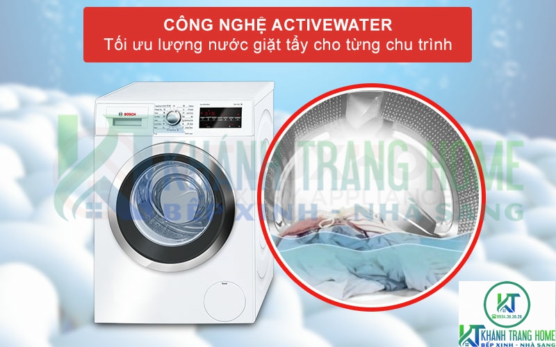 Công nghệ ActiveWater tối ưu lượng nước giặt hơn cho từng chu trình