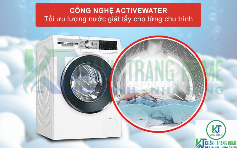 Với công nghệ ActiveWater giúp tối ưu lượng nước phù hợp cho quá trình giặt
