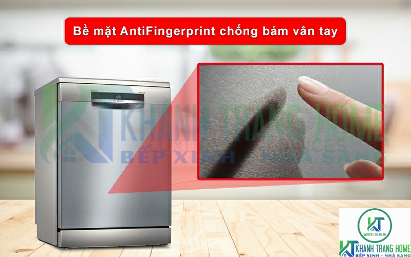Lớp AntiFingerprint chống bám vân tay trên máy rửa chén Bosch SMS6EDI06E.