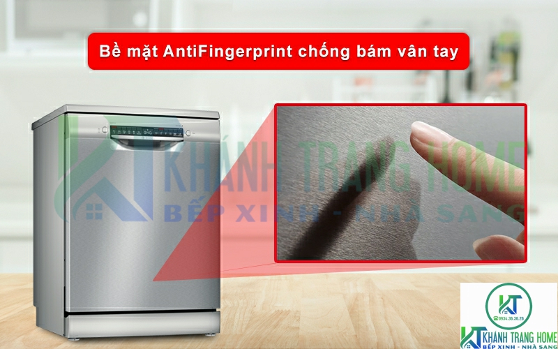 Lớp phủ AntiFingerprint chống bám vân tay trên máy rửa bát Bosch SMS4HTI45E.