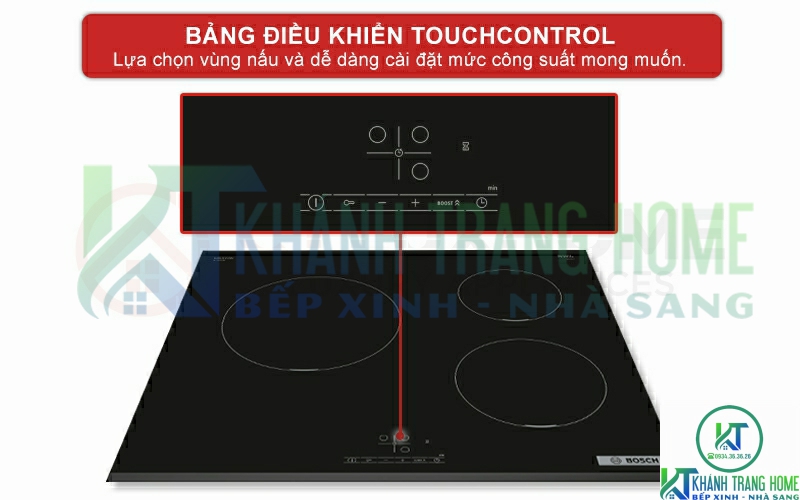 Dễ dàng lựa chọn vùng nấu và công suất mong muốn với bảng điều khiển TouchControl