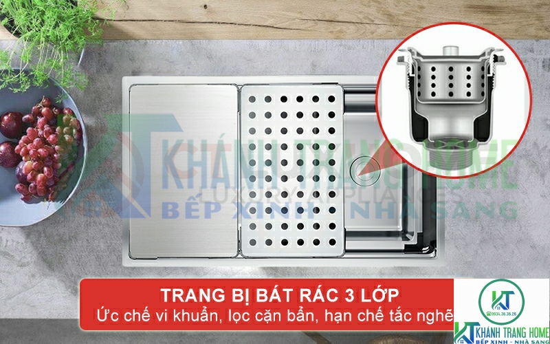 Bát rác với 3 lớp lọc đặc biệt, ức chế sự phát triển của vi khuẩn