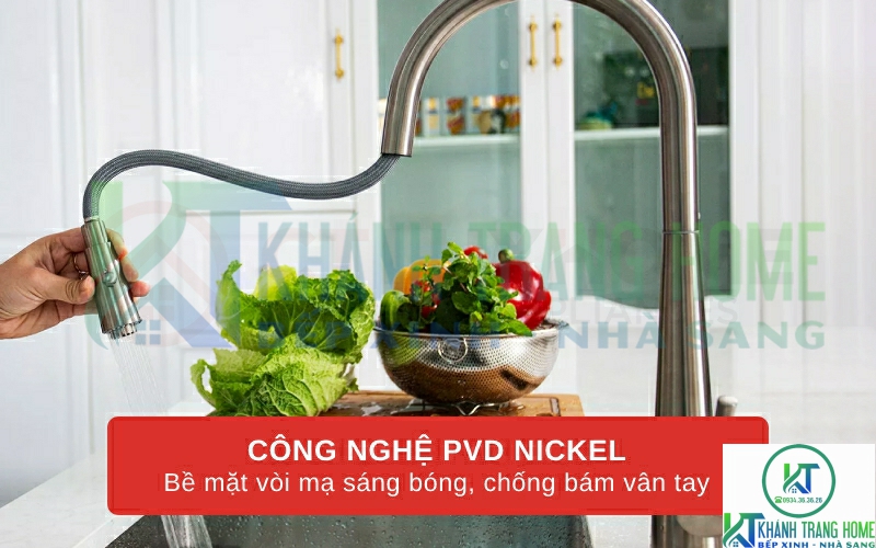 VÒI RỬA CHÉN BÁT RÚT DÂY KONOX KN1901N NICKEL