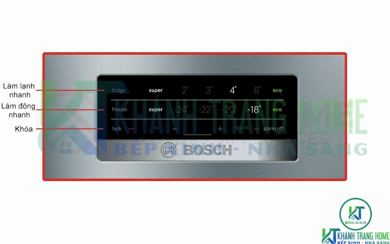 Tủ lạnh Bosch được trang bị các tùy chọn chế độ khác nhau kèm theo tín hiệu âm báo mỗi khi người dùng cài đặt