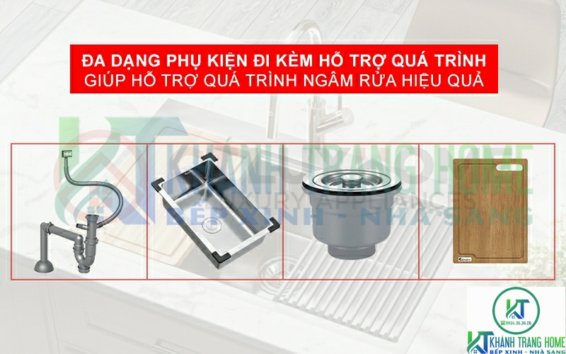 Đa dạng phụ kiện đi kèm hỗ trợ quá trình ngâm rửa hiệu quả hơn