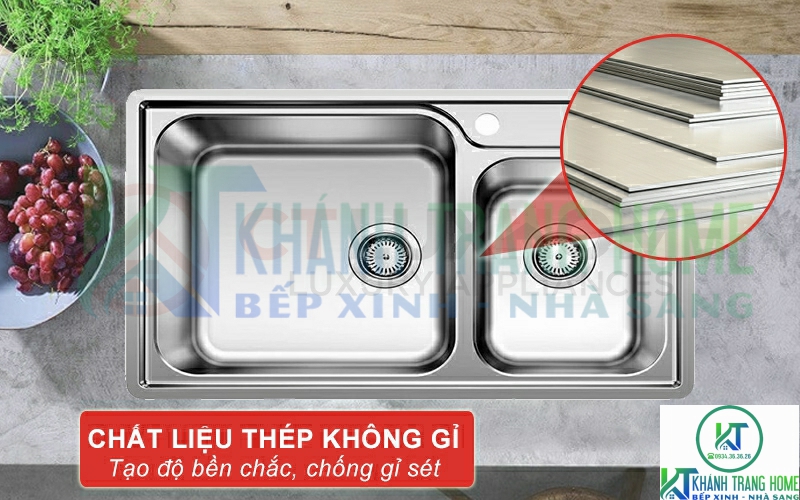 Chất liệu của chậu rửa bát Blanco LEMIS XL 8 IF là thép không gỉ