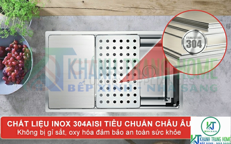 Bảo vệ an toàn sức khỏe với chất liệu inox 304AISI tiêu chuẩn châu Âu