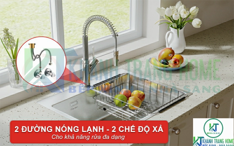 Vòi Gusta có 2 đường nóng lạnh và 2 chế độ xả tăng khả năng rửa