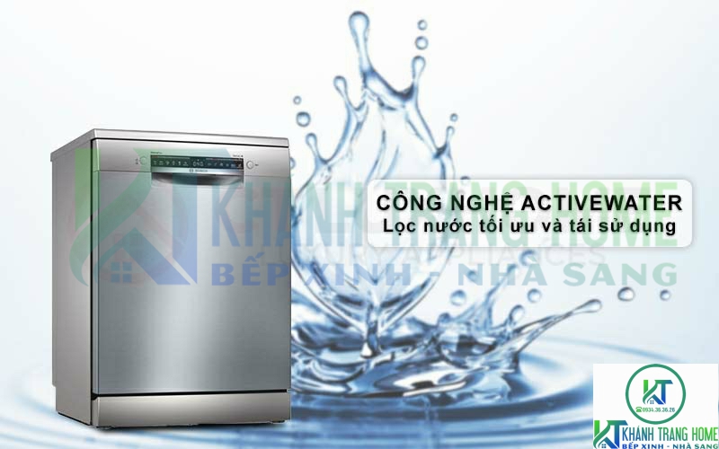 Công nghệ lọc nước ActiveWater trên máy rửa bát Bosch SMS4ECI26E.