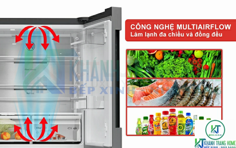 cong nghe multiairflow tu lanh kfn96apeag TỦ LẠNH SIDE BY SIDE BOSCH KFN96APEAG SERIE 6 605 LÍT