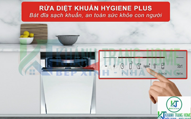 Rửa nước nóng diệt khuẩn bát đĩa với tính năng Hygiene Plus