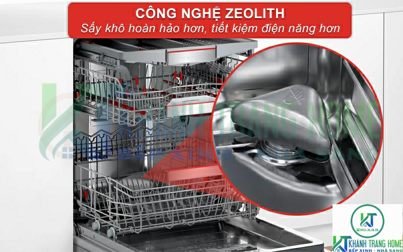 Công nghệ sấy Zeolith giúp bát đĩa và vật dụng bếp đạt độ khô hơn.