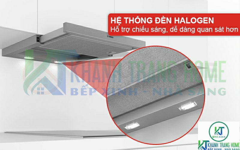Hệ thống đèn Halogen chiếu sáng, dễ dàng quan sát khu vực bếp khi sử dụng
