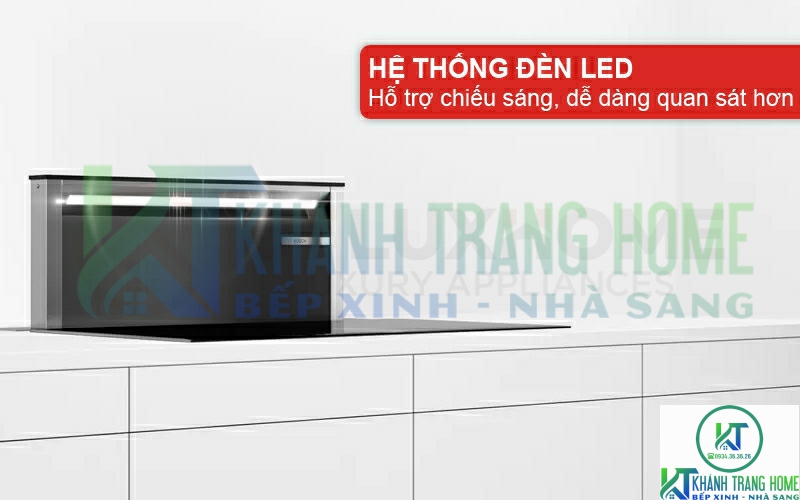 Hệ thống đèn LED chiếu sáng, dễ dàng quan sát căn bếp khi sử dụng