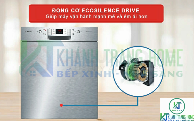 Động cơ EcoSilence Drive giúp giảm tối đa độ ồn của máy rửa bát
