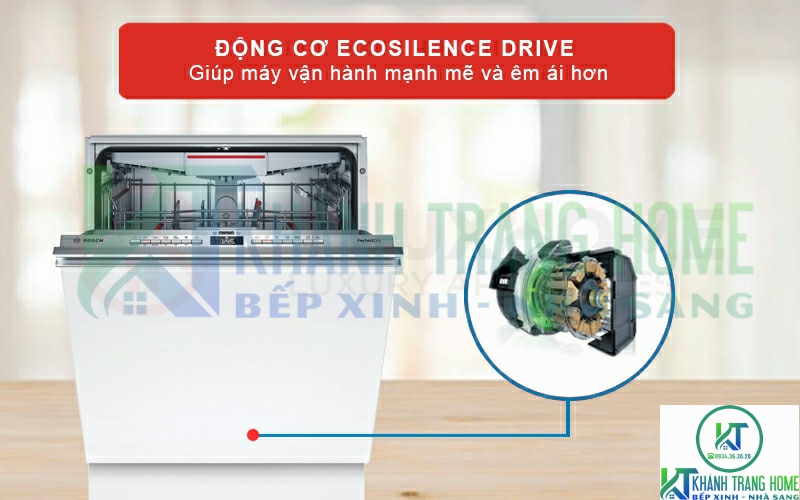 Máy rửa bát Bosch SMV6ZCX07E vận hành êm ái nhờ động cơ EcoSilence Drive