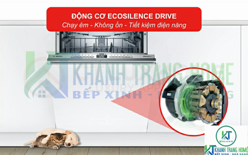 Máy rửa bát Bosch SMV4ECX14E sở hữu động cơ êm ái EcoSilence Drive