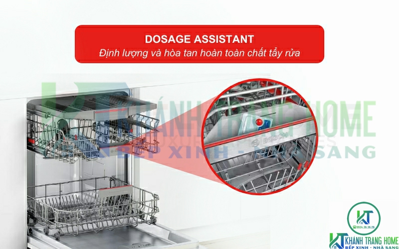 Hệ thống Dosage Assistant giúp hoà tan hoàn toàn và diều phối chất tẩy rửa tới toàn khoang máy