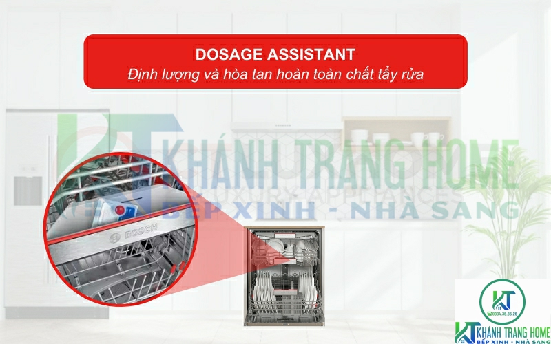Hệ thống Dosage Assistant giúp hoà tan hoàn toàn và điều phối chất tẩy rửa tới toàn khoang máy