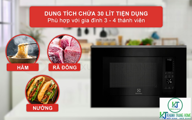 Dung tích vi sóng 30 lít phù hợp sử dụng cho gia đình 3-4 thành viên