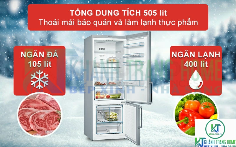 Tủ lạnh Bosch KGN56XI40J có dung tích chứa đến 505 lít