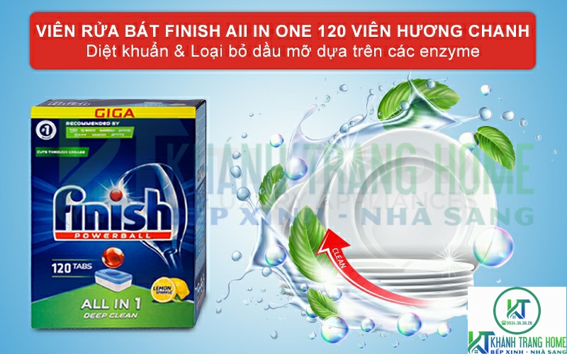 Giới thiệu viên rửa bát Finish All in one 120 viên hương chanh