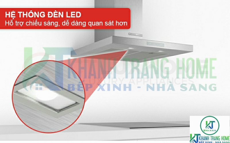 Hệ thống đèn LED chiếu sáng, dễ dàng quan sát căn bếp khi sử dụng