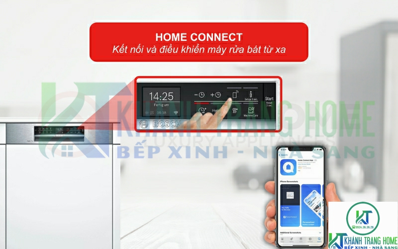 Công nghệ Home Connect cho phép người dùng kết nối và điều khiển máy rửa bát từ xa