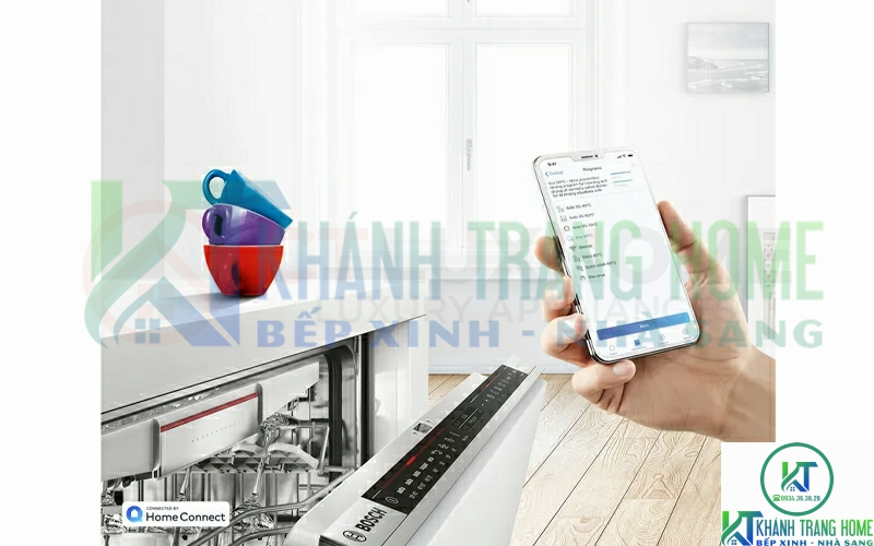 Ứng dụng Home Connect giúp theo dõi máy rửa bát Bosch SMU6ECS57E từ xa