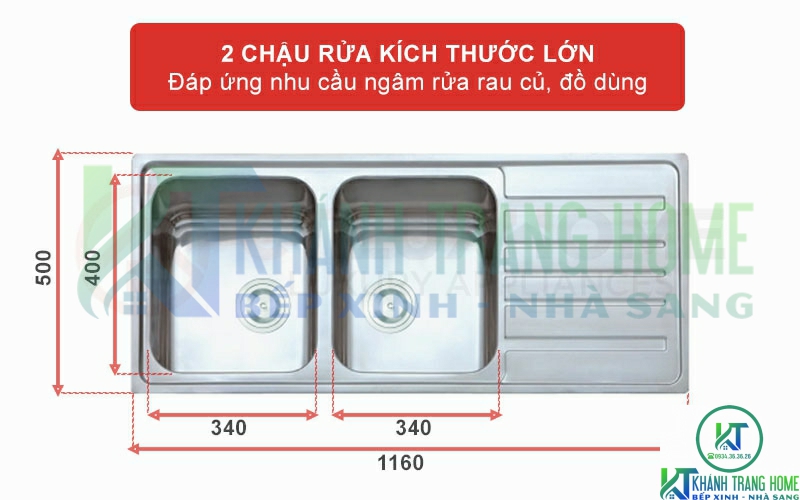 CHẬU RỬA CHÉN BÁT KONOX EUROPEAN ARTUSI KS11650 1D