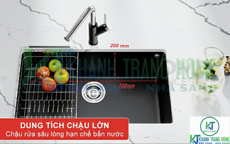 CHẬU RỬA CHÉN BÁT KONOX GRANITE NAROS 760S - BLACK