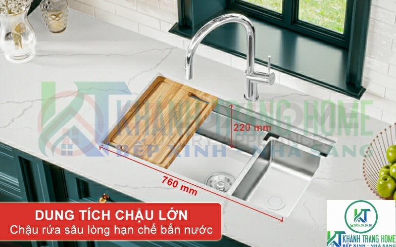 Lòng chậu được thiết kế sâu giúp tăng diện tích hố.