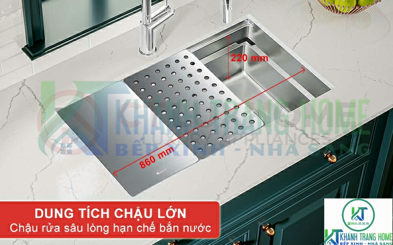 Lòng chậu được thiết kế sâu giúp tăng diện tích hố.