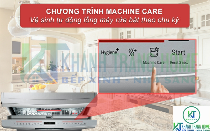 Vệ sinh tự động máy rửa bát nhờ chương trình Machine Care