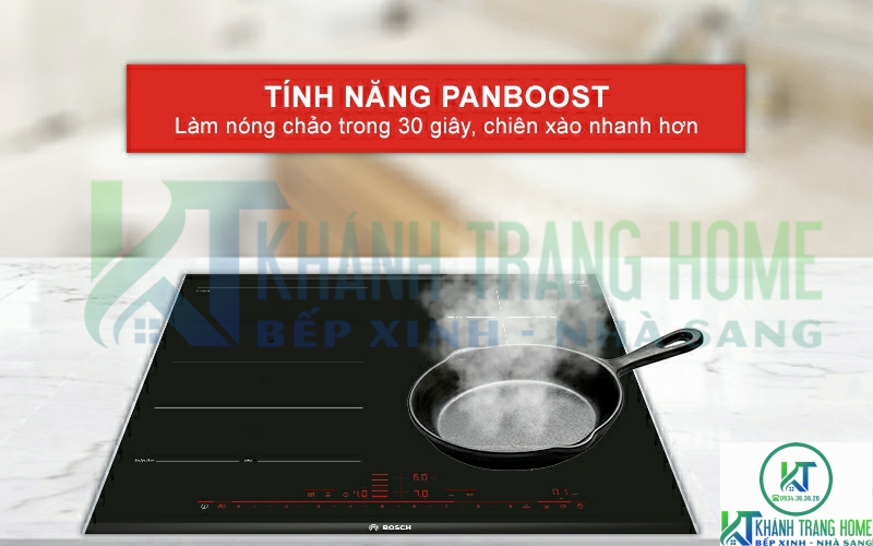 Chức năng PanBoost giúp làm nóng chảo nhanh hơn, sẵn sàng chiên xào sau 30 giây.