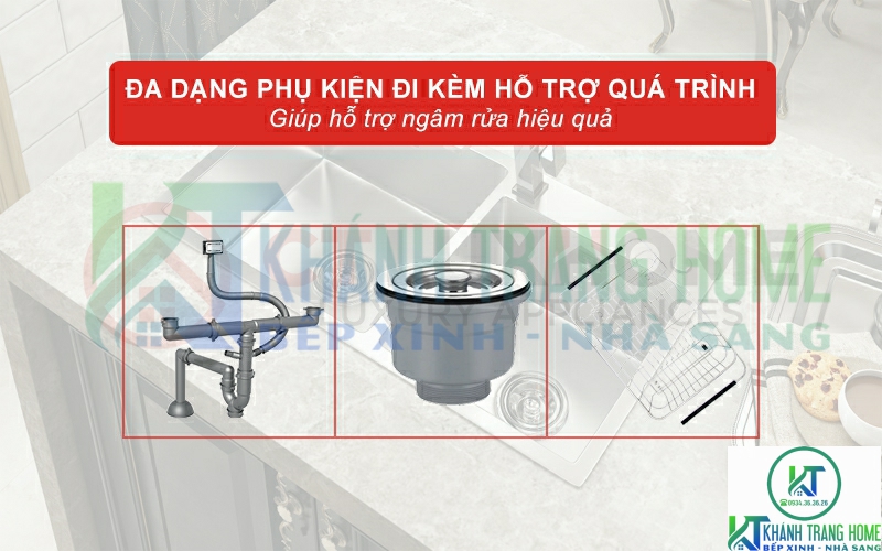 Đa dạng phụ kiện đi kèm hỗ trợ quá trình ngâm, rửa hiệu quả hơn