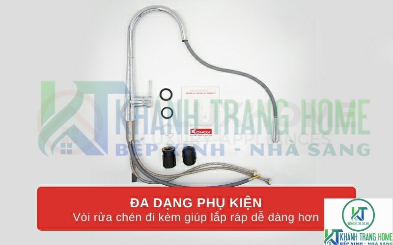 VÒI RỬA CHÉN BÁT RÚT DÂY KONOX KN1901C CHROME