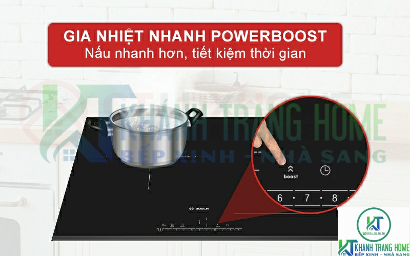 Gia nhiệt nhanh PowerBoost nấu nhanh hơn, tiết kiệm thời gian.
