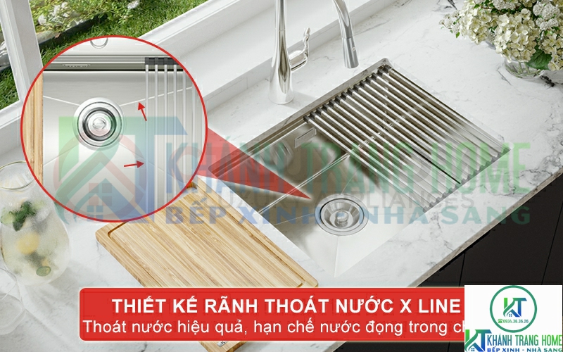 X-line trên chậu giúp tăng hiệu quả thoát nước hiệu quả hơn